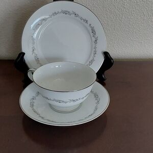 Noritake Crestmont White Dinnerware Trio with Silver Leaf Motif- Replacemet PC